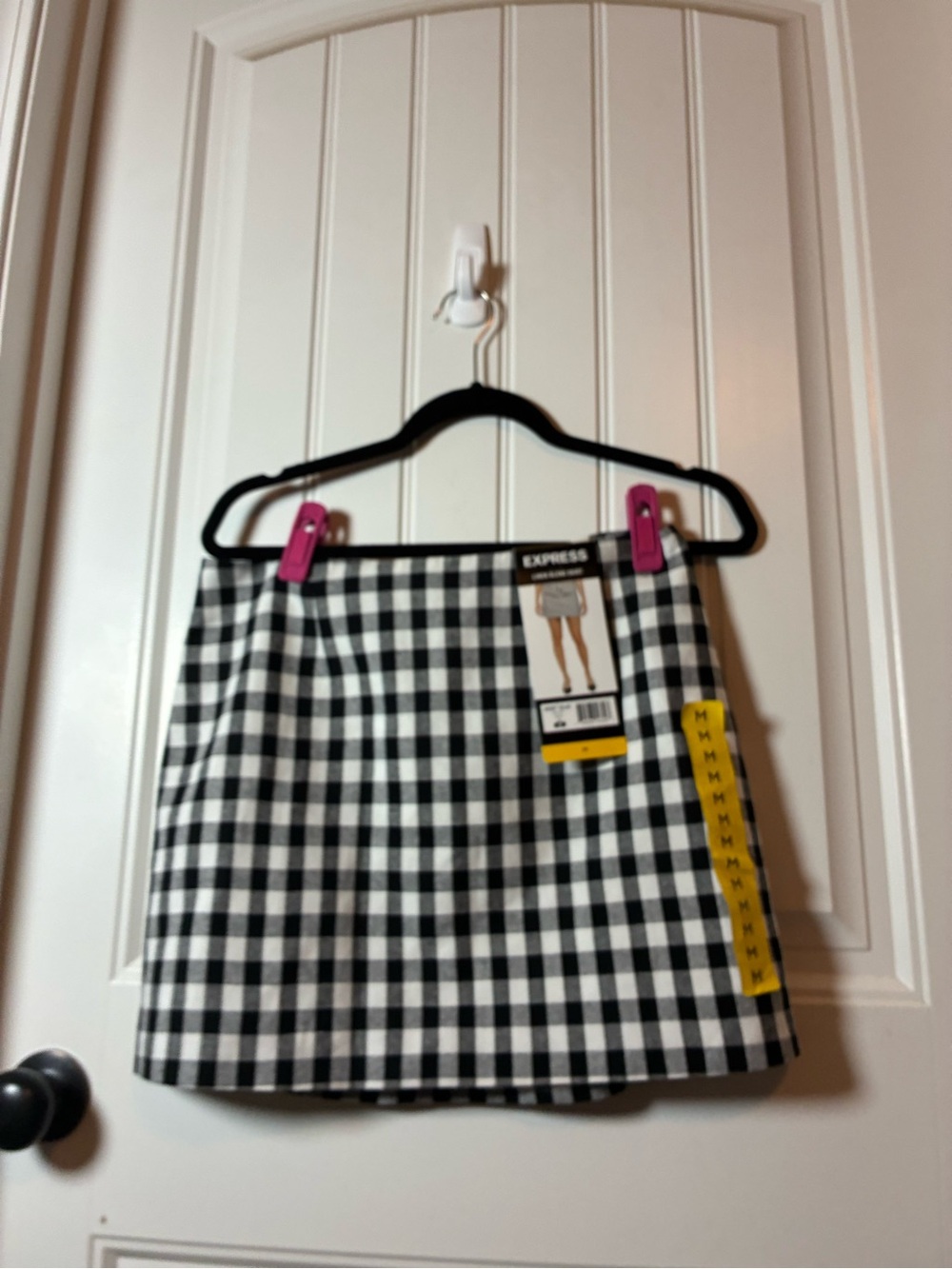 Express Black and White Gingham Mini Skirt